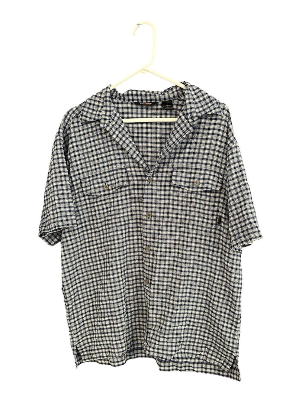 Vintage L.L.Bean Outdoors Men’s Large Blue Plaid Resort Camp Shirt Short Sleeve